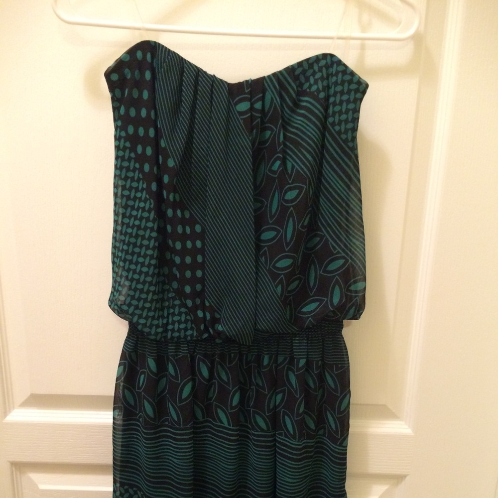 Black and Green Strapless Dress